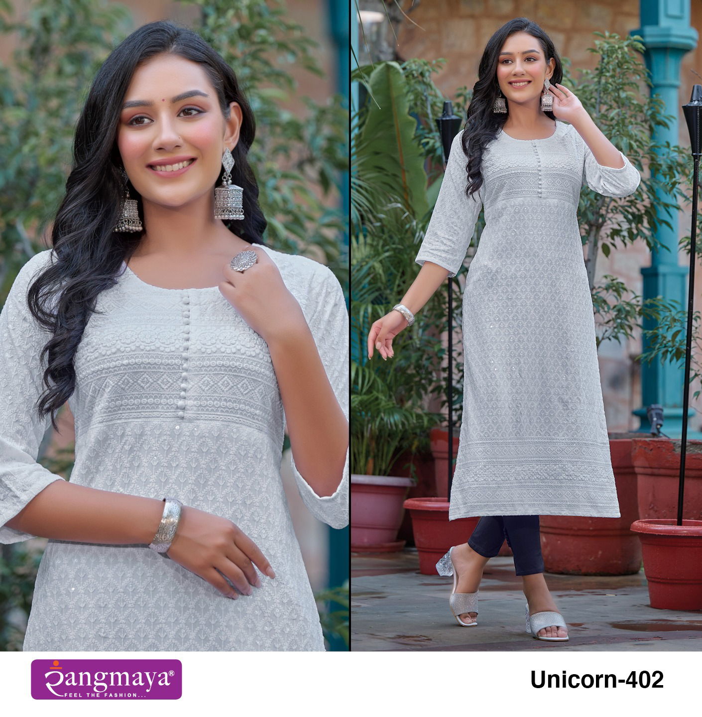 Unicorn 4 By Rangmaya Chikankari Chiffon Kurtis Wholesale Clothing Distributors In India